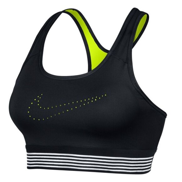 Nike Pro Dri-FIT Classic GRX Sports Bra – Black/Neon – Size Large - Picture 1 of 5